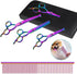 Safety Round-tip Scissors Set Professional PET Dog Grooming Coated Titanium Scissors Suit Cutting&Curved&Thinning Shears (Rainbow)...