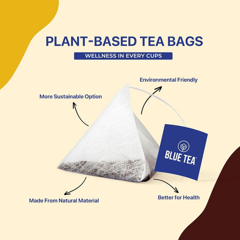 BLUE TEA - Turmeric Tea - Moringa - 15 Count - Pyramid Plant Based Tea Bag | CURCUMIN RICH - HERBAL BLEND | Caffeine Free - Gluten Free - Herbal T...