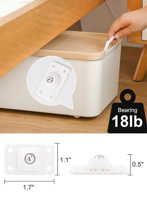 32 PCS Self Adhesive Caster Wheels, 360 Degree Swivel Mini Adhesive Wheels, Stainless Steel Paste Type Universal Pulley, Anerpoey Rotation Sticky ...