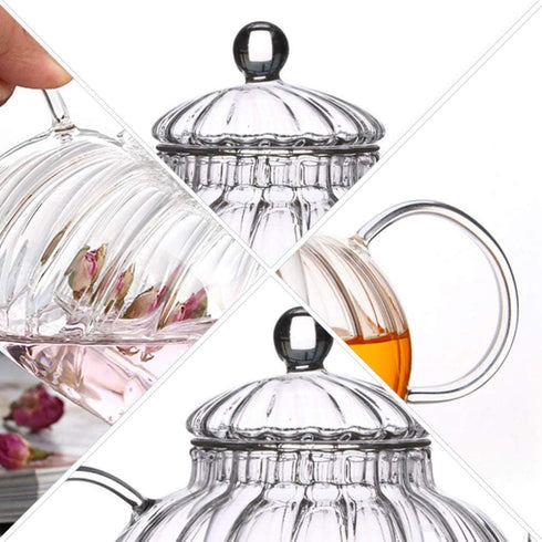 Glass Teapot with Infuser, Stovetop Safe Tea Kettle, Blooming and Loose Leaf Tea Maker...