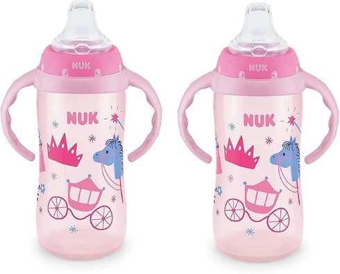 NUK 10 Ounce Jungle Large Learner Cup With Handles, 2 Pack, Girl...