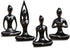 OwMell Lot of 4 Meditation Yoga Pose Statue Figurine Ceramic Yoga Figure Set Decor - Black...