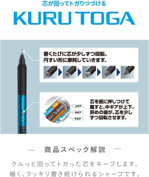 ???? Mitsubishi Pencil Mechanical Pencil Kurutoga KS 0.5mm Blue M5KS1P.33...