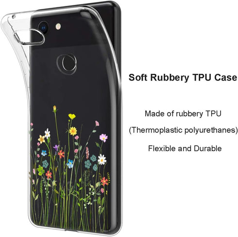 Unov Pixel 3a Case Clear with Design Soft TPU Shock Absorption Slim Embossed Pattern Protective Back Cover for Pixel 3a 5.6 inch (Flower Bouquet)...