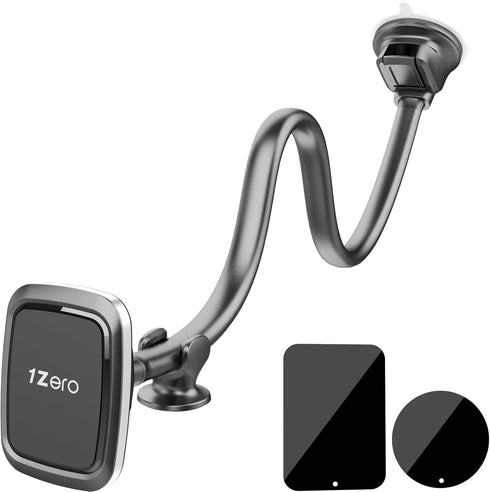 1Zero Magnetic Phone Car Mount 14-Inch Gooseneck Long Arm Extension, Universal Windshield Dashboard Industrial-Strength Suction Cup Car Phone Hold...