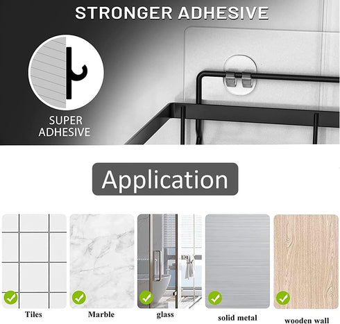 Shower Soap Holder with 4 Hooks, 304 Stainless Steel Adhesive Soap Dish, Silver...