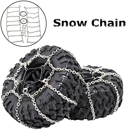 2Pcs Metal Snow Anti-Slip Tires Metal Steel Chain For 1/10 RC Rock CrawlerTRX-4 TRX4 Axial SCX10 90046...