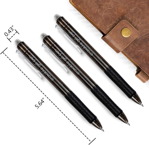 Vanstek 18 Black Retractable Erasable Gel Pens Clicker, Fine Point(0.7), Make Mistakes Disappear, Premium Comfort Grip, Black Ink for Planners, No...