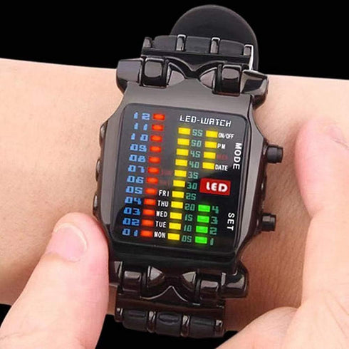 MINILUJIA Men Cool Digital Watch Binary Time LED Display Waterproof with Rubber Band Unique Creative Fashion Sport Wristwatches One PCS...