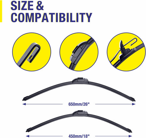 26"+18" Windshield Wiper Blades Replacement Generic filter for Jeep Cherokee 2020-2014 /NISSAN Murano 2020-2015,2008,2007 /MITSUBISHI Outlander 20...