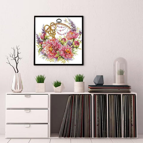 ITSTITCH Stamped Cross Stitch Kits - Full Set of Embroidery for Beginners or Adults,14 CT 2 Strands DIY Peonies for Needlewoman Patterns Counted A...