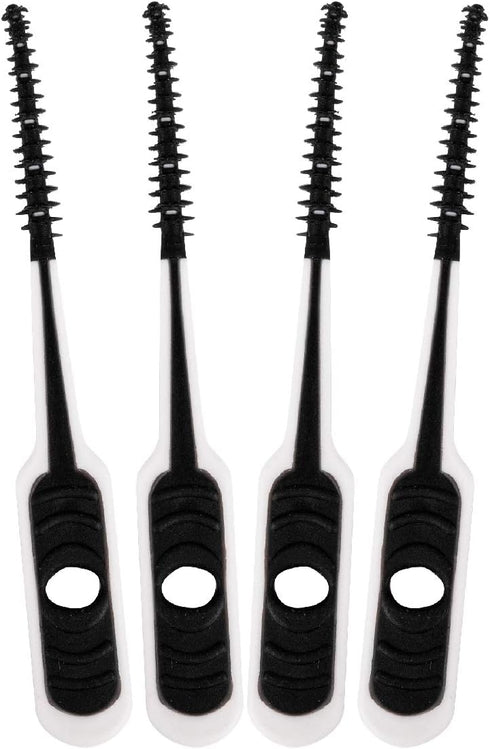 Charcoal Whitening Soft Brushes 4ct with 80 Count Charcoal Floss Picks...