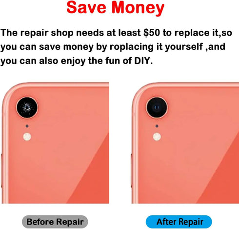 2 Set OEM Back Rear Camera Glass Lens Replacement for iPhone XR with Adhesive Preinstalled Includes Repair Tools Set...