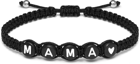 Personalized Name Bracelets for Family Sisters BFF Grandmother Mother Little Sister Bracelet with Letters and Numbers Black Rope Woven Adjustable ...