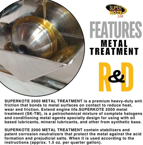 Engine Treatment SUPERKOTE 2000 / Metal Treatment/Super Lubricant/Heavy Duty/Anti Friction/Engine Metal Treatment/Lube/EP/Automotive/Cars / 8oz...