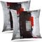 Red and Grey Abstract Art Pillow Cover, Modern Black White Wall Decorative Throw Pillows Cushion Cover for Bedroom Sofa Living Room 18 x 18 Inch S...