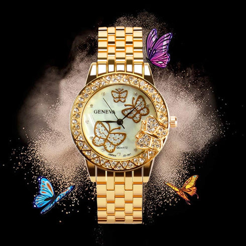 Weicam Women 3 Pc Simple Crystal Butterfly Watch Analog Quartz Wrist Watches Jewellery...