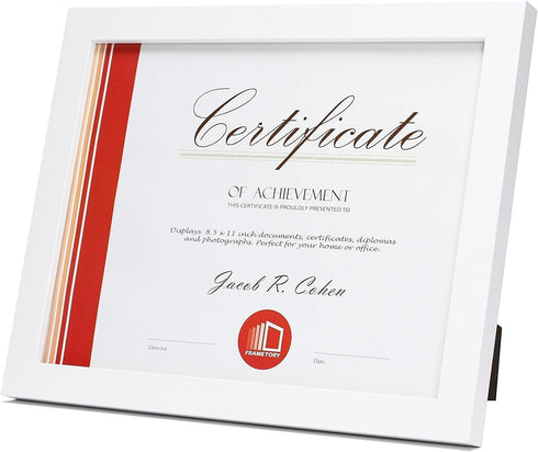 Frametory, 8.5 x 11 Picture Frame with Back Hangers for Wall Display, Easel Stand for Tabletop, for Certificates, Documents, Awards, Acknowledgeme...