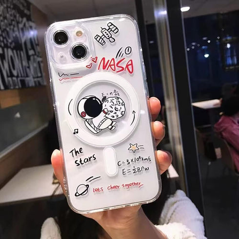 MagSafe Case for iPhone 12 Pro Max with Astronauts Moon Design,Magnetic Wireless Charging Clear Transparent TPU Phone Case Cover for iPhone 12 Pro...