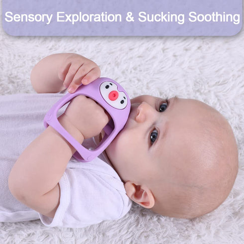 Smily Mia Smily Mia Penguin Teethers, Silicone TeethingToys for Babies 0-6Months, Baby Teethers for 3-6Months, Hand Teether for Infants, Pacifiers...
