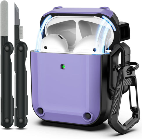 RFUNGUANGO AirPods Case Cover, Military Grade Anti-Fall Soft TPU Shock-Absorbing Protective AirPods 2&1 Generation Case with Keychain and Cleaning...
