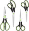 Kitchen Scissors, Stainless Steel Blades, Soft Grip, Multi-Purpose Heavy Duty Kitchen Scissors Set, Black/Green, 4 Piece Set...