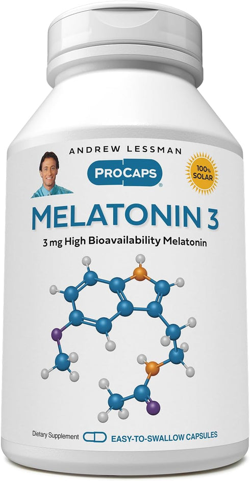 ANDREW LESSMAN Melatonin 3mg - 120 Capsules - Physiologically Balanced Levels to Naturally Promote Restful Sleep. Regulates Daily Circadian Rhythm...