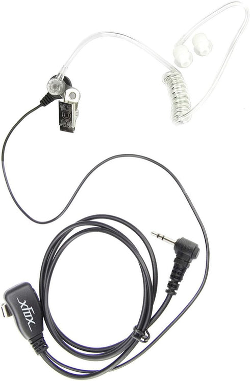 XFOX® M1PE1010 PTT Clear Acoustic Coil Tube Earpiece 1Pin 2.5mm Plug FBI Style Earphone with Push to Talk and Mic for Motorola Cobra Walkie Talkie...