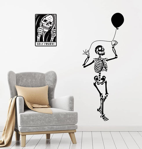 Stay Positive Skull Metal Sign Decor for Grunge, Goth, and Emo Room Styles 12" x 8" (045)...