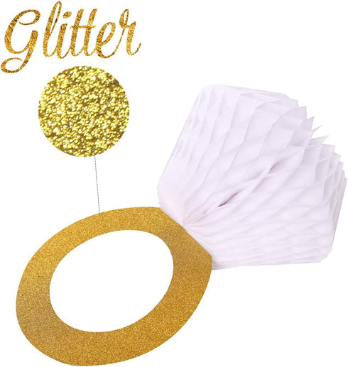 Bridal Shower Decoration,Engagement Party Supplies,Bachelorette Party Favor,She Said Yes Engaged Diamond Ring,Glitter Gold Honeycomb Ring Hanging ...
