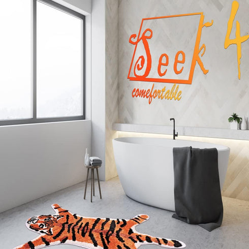 Tiger Printed Rug/Mat for Bathroom, Faux Tiger Non-Slip Door Mat Area Rug Absorbent Bathtub Rug for Small Home Decor Animal Printed Carpet Bathroo...