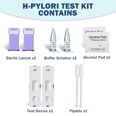 H Pylori Test Kit: 2 Pack Helicobacter Pylori Test at Home Results in 10-15 Minutes - Fast & Highly Accurate, Easy to use & Read H-Pylori Test Kit...