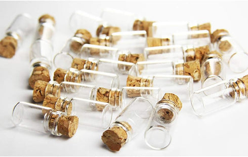 lasenersm 10Pcs/1ML Empty Sample Glass Bottles Jars Vials Case Container with Cork Stoppers for Message Weddings Wish Jewelry Party Favors,Transpa...