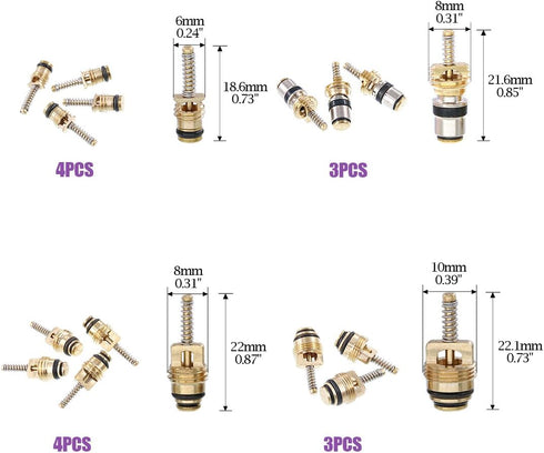 Swpeet 78Pcs R12 R134a Valve Cores Repair Kit, Including Assortment R12 R134a Air Conditioning Valve Core Refrigeration Tire Stem Cap with Remover...