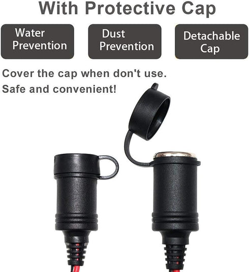 KUNCAN 4FT 12v 2-Way Car Cigarette Lighter Female Socket Y Splitter to Male Plug with Double Socket Outlet, Dual Socket Extension Charger Port Ext...