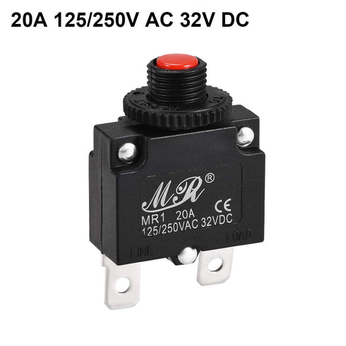 uxcell Thermal Circuit Breakers 20A 125/250V AC 32V DC Push Button Manual Reset Overload Protector Switch 2 Pcs...