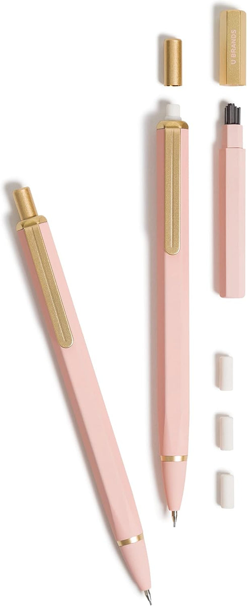 U Brands Blush Cambria Mechanical Pencil, Office Supplies, Soft Touch Barrel, Medium Point, 0.7mm, 2 Count...