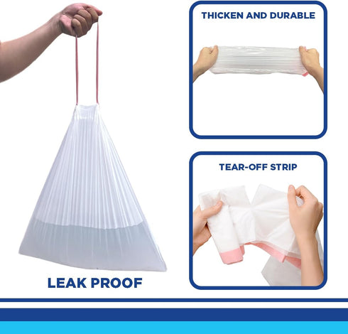 TPPlastic 8 Gallon Trash Bags Drawstring, Unscented, 200 Count - Small Trash Can Bags, 7-8 Gallon Garbage Bags for Kitchen...