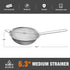 Walfos 6.3 Inch Fine Mesh Strainer, Premium Stainless Steel Sieve and Sifter with Handle, Kitchen Metal Strainers for Rice, Quinoa, Fruits, Noodle...