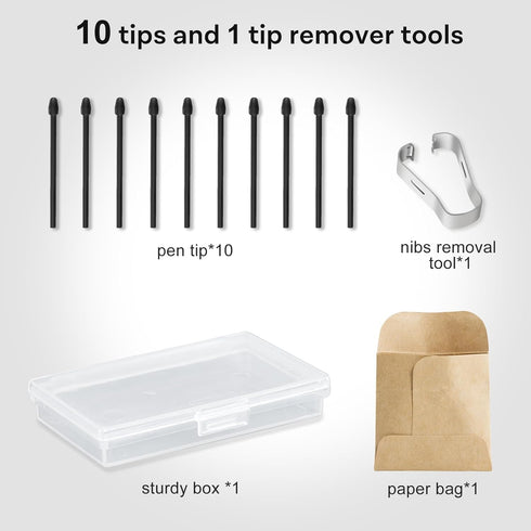 CoBak Sturdy Replacement Pen Tips (10 Pcs) for Kindle Scribe Stylus Pens - Pressure Sensitivity, Tilt Writing Support, Low Lag with Nibs Removal T...