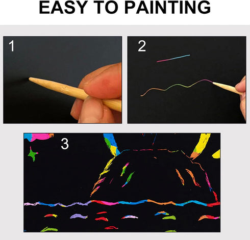 MEMX Scratch Art Books for Kids, 2 Pack Rainbow Magic Scratch Paper Black Scratch it Off Art Crafts Notes Boards Sheet with 2 Wooden Stylus for Be...