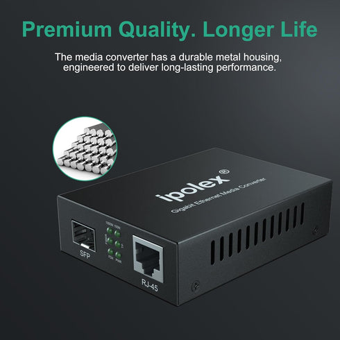 ipolex Gigabit Multi-Mode LC Fiber to Ethernet Media Converter with SFP SX Module, 1.25G Fiber to Copper RJ45, 1000Base-SX to 10/100/1000Base-TX, ...
