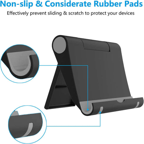 2 Pack Cell Phone Stand for Desk, Foldable Cell Phone Holder Mobile Stand Phone Dock, Adjustable Tablet Stand Holder Compatible with iPhone 12 iPh...