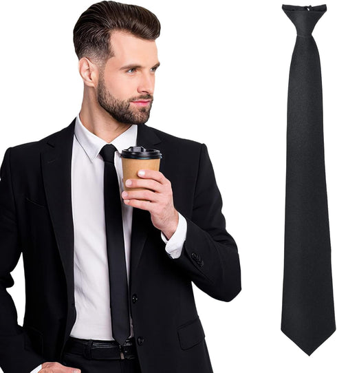 Yolev 1pcs Men's Clip On Tie Satin Solid Colour Plain Tie Solid Uniform Pre-tied Adjustable Neck Strap Tie Pure Color Necktie Mens Ties for Weddin...