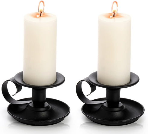Yopay 4 Pack Iron Taper Candle Holder, Retro Rustproof Candlestick Holders, Sturdy Black Candlelight Stand for Chime Spell Candles, Halloween Chri...