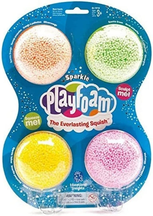 Educational Insights Playfoam Sparkle 4-Pack - Sensory Toys & Squishy Fidget Toys for Kids, Foam Blocks, Non Sticky Dough, Sensory Bin Filler Esse...