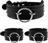 Men's Black Wide Faux Leather Collar Choker Adjustable Thick PU Necklace for Women,Alloy Metal Big Round Ring Charm...