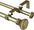 Urbanest Fluted Ball Adjustable Double Drapery Curtain Rod Set, 5/8", 48"-84", Antique Gold...