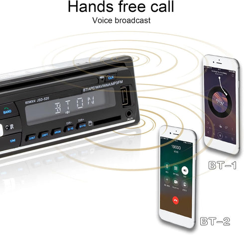 Car Radio Autoradio Bluetooth, Voice Control Car Radio Audio Player, Dual Connection Handsfree USB2.0 CD Car Stereo Receiver with LED Display, Sup...