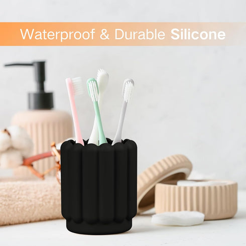 Silicone Pen Holder, Pencil Holder Cute Pens Cup for Desk for Kids Office Decor Desk Accessories Pen Pot Desk Organizer (Black)...